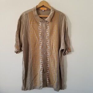 SAFIRE SILK INC. Edition S Mens Short Sleeve Knit Shirt Greek Key Motif